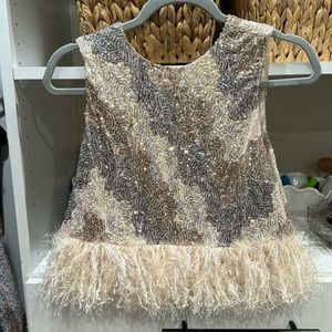 Sequin glitter feathery party tank